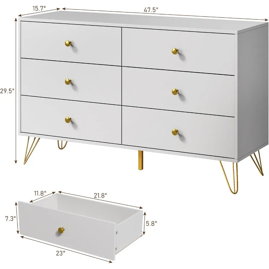 Bedroom 6-Drawer White Dresser - огляд і ціна Storage & Organization