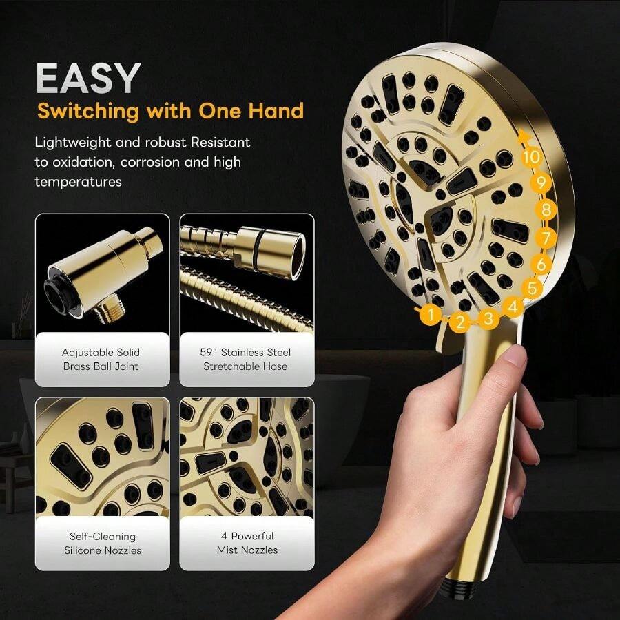 High Pressure 10 Ways Handheld - огляд і ціна High Pressure Shower Head Handheld