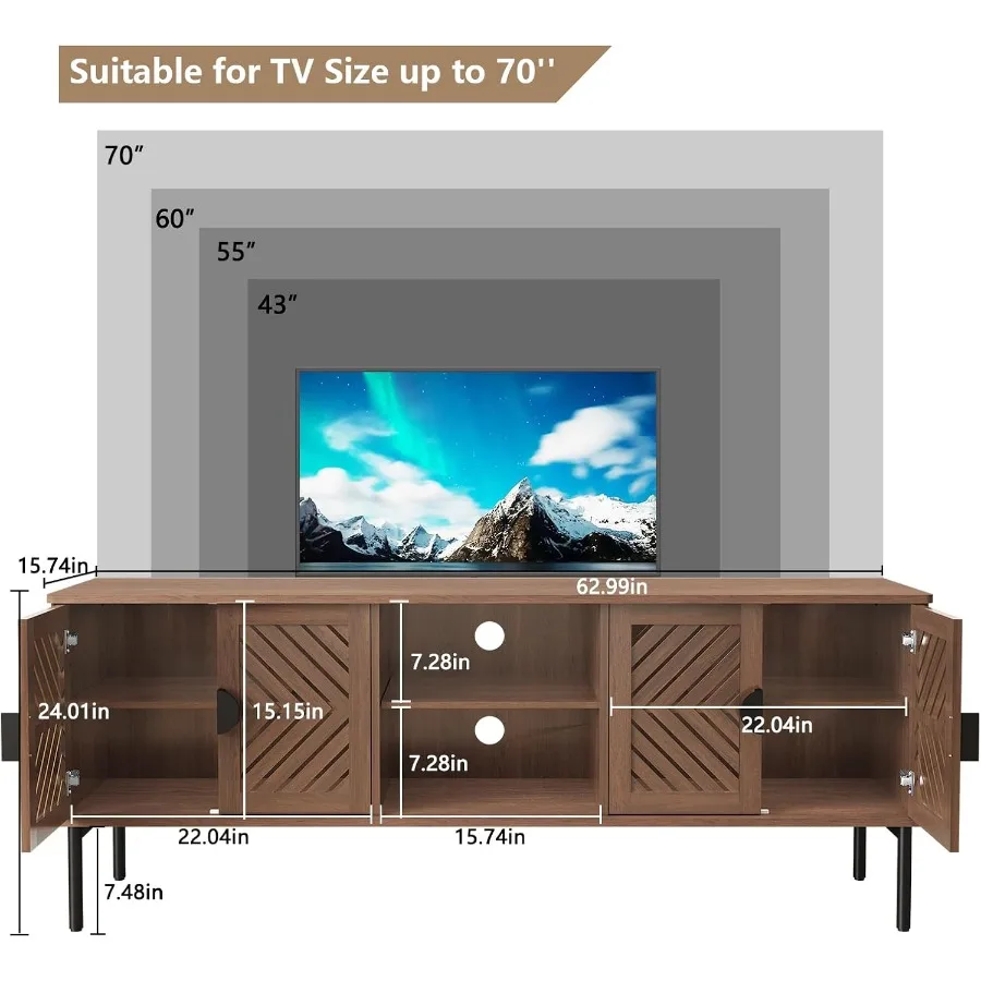 63 TV Stand for Living Room, E - огляд і ціна Storage & Organization