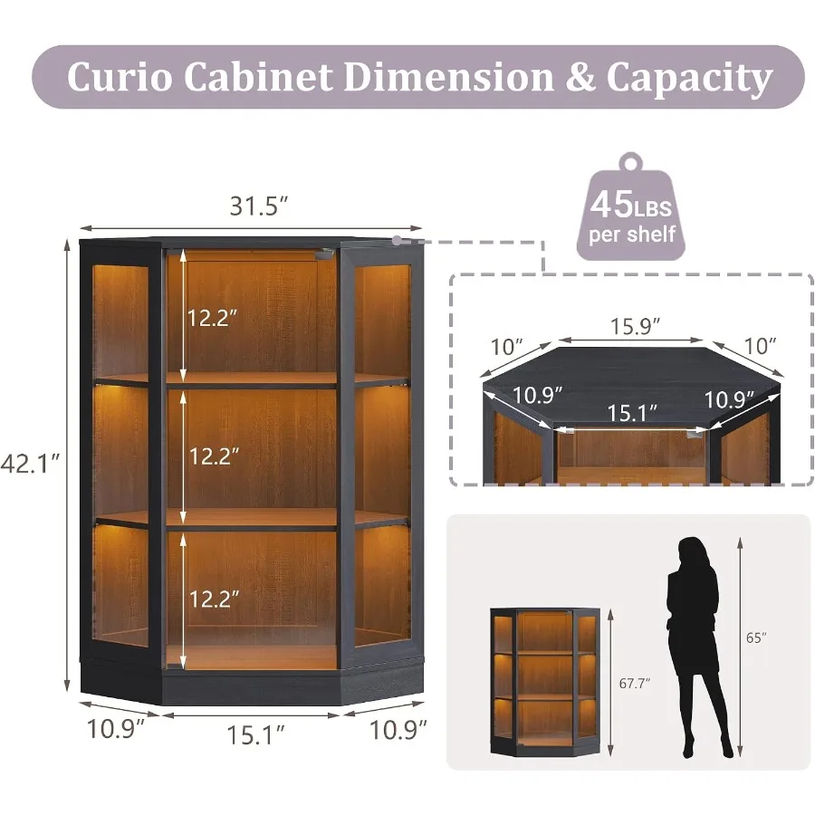 Corner display cabinet with gl - огляд і ціна Lighting